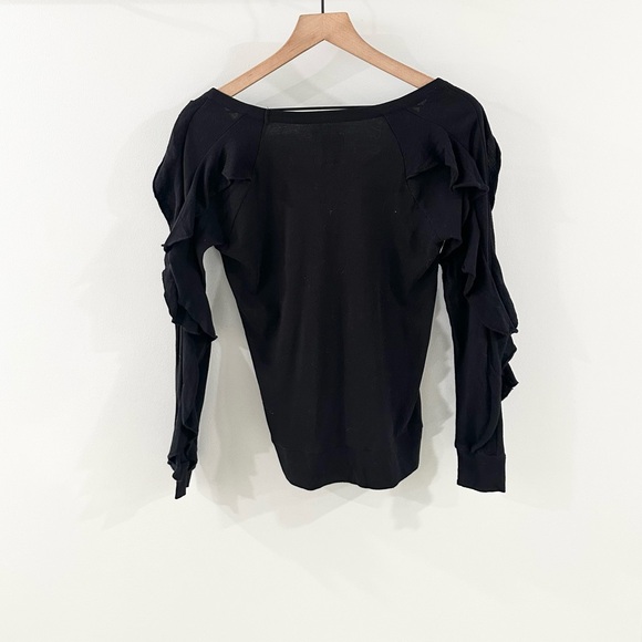 Chaser Long Ruffle Sleeve Tee Black Size XS - Picture 5 of 5